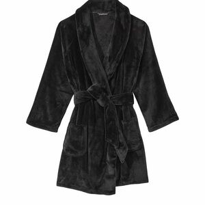 Victoria's Secret Black Plush Short Robe